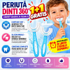 1+1 GRATIS Periuta de dinti pentru copii, 2-7 ani, in forma de U, din silicon, periaj si curatare gingii 360, Bleu