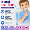 1+1 GRATIS Periuta de dinti pentru copii, 2-7 ani, in forma de U, din silicon, periaj si curatare gingii 360, Bleu