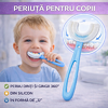 1+1 GRATIS Periuta de dinti pentru copii, 2-7 ani, in forma de U, din silicon, periaj si curatare gingii 360, Bleu