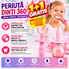 1+1 GRATIS Periuta de dinti pentru copii, 2-6 ani, cu capac protectie, in forma de U, din silicon, periaj si curatare gingii 360, Roz