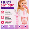 1+1 GRATIS Periuta de dinti pentru copii, 2-6 ani, cu capac protectie, in forma de U, din silicon, periaj si curatare gingii 360, Roz
