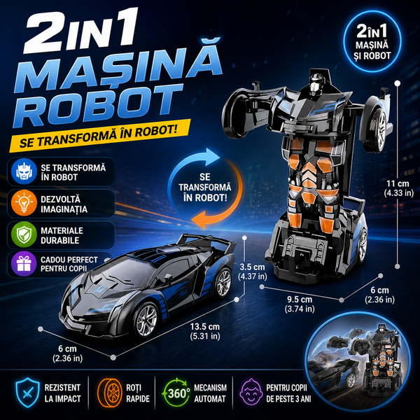 1+1 GRATIS Masinuta AutoRobot care se transforma in robot, 3+ Ani