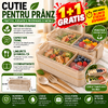 1+1 GRATIS Cutie de pranz alimentara, Lingura si Furculita Incluse, 750 ml, Bej, Din Material Ecologic