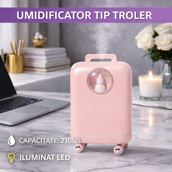 1+1 GRATIS Umidificator de aer cu ultrasunete, 210ML, cu iluminat LED, pentru casa si birou STH-44