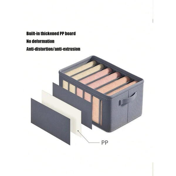 1+1 GRATIS Organizator imbracaminte cu 9 compartimente pentru blugi, pulovere, camasi, 44x30x20 Gri