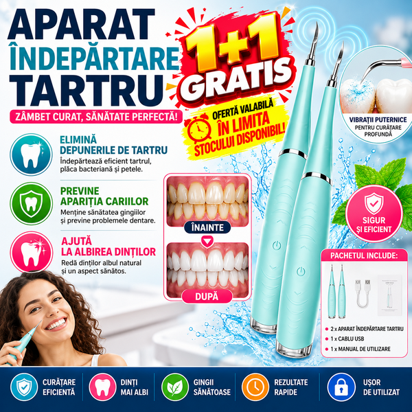 1+1 GRATIS Dispozitiv electric pentru indepartarea depunerilor de tartru, Turcoaz