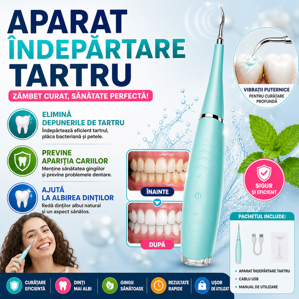 1+1 GRATIS Dispozitiv electric pentru indepartarea depunerilor de tartru, Turcoaz