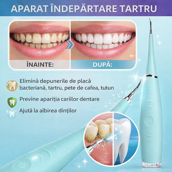 1+1 GRATIS Dispozitiv electric pentru indepartarea depunerilor de tartru, Turcoaz