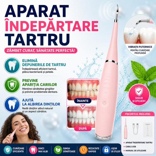 1+1 GRATIS Dispozitiv electric pentru indepartarea depunerilor de tartru, Roz