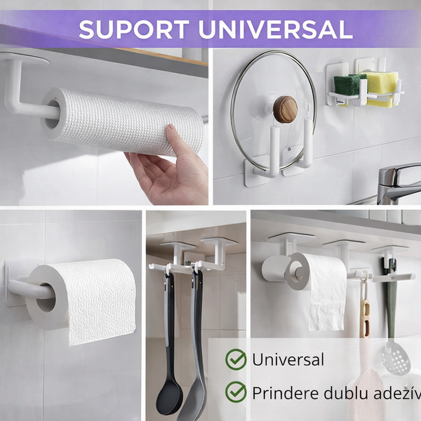 1+1 GRATIS Suport cu Banda Adeziva, pentru Multiple Utilizari in Baie sau Bucatarie