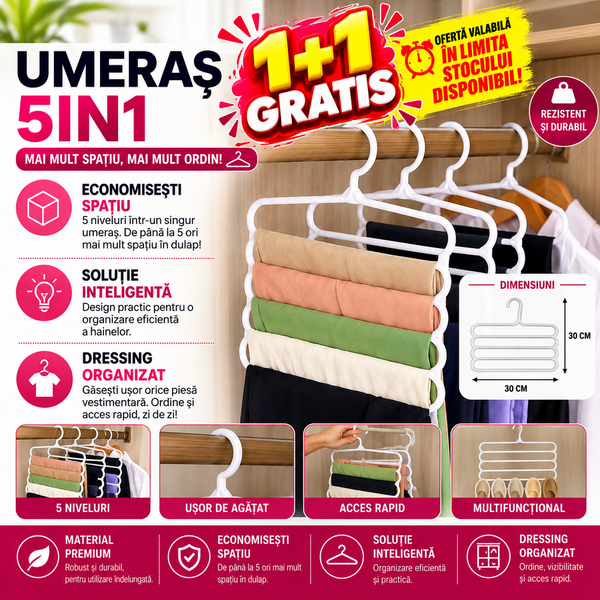 1+1 GRATIS Umeras pentru organizare cu 5 etajere