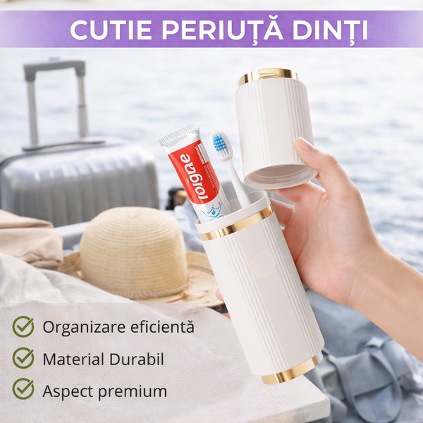 1+1 GRATIS Cutie protectie periuta si pasta de dinti, Alb