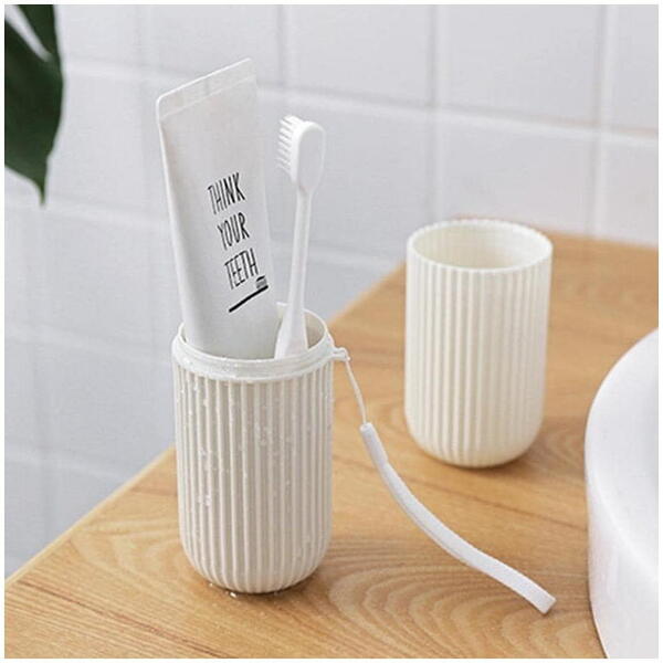 1+1 GRATIS Cutie protectie periuta si pasta de dinti, Ideal pentru calatorie, Alb
