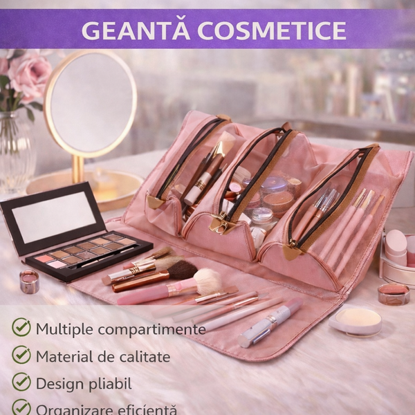 1+1 GRATIS Geanta pentru voiaj, organizator pentru cosmetice si machiaj