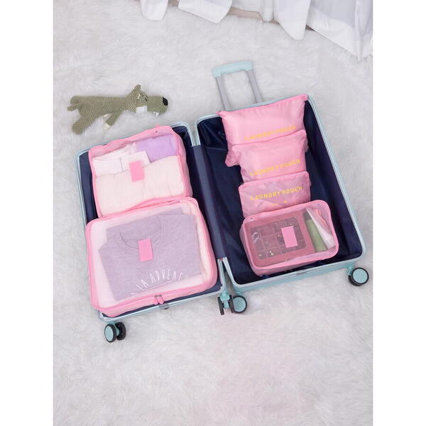 1+1 GRATIS Set 6 genti pentru organizare si depozitare valiza, Roz