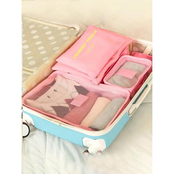1+1 GRATIS Set 6 genti pentru organizare si depozitare valiza, Roz