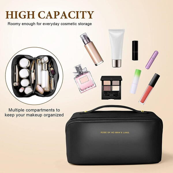 1+1 GRATIS Geanta cosmetice si parfumuri, cu maner, ideal geanta bagaj, Negru