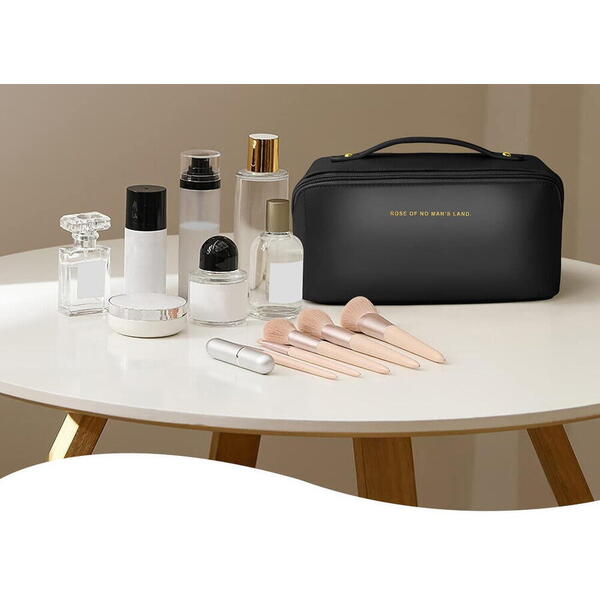 1+1 GRATIS Geanta cosmetice si parfumuri, cu maner, ideal geanta bagaj, Negru