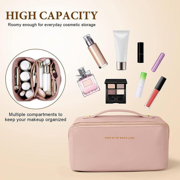1+1 GRATIS Geanta cosmetice si parfumuri, cu maner, ideal geanta bagaj, Roz