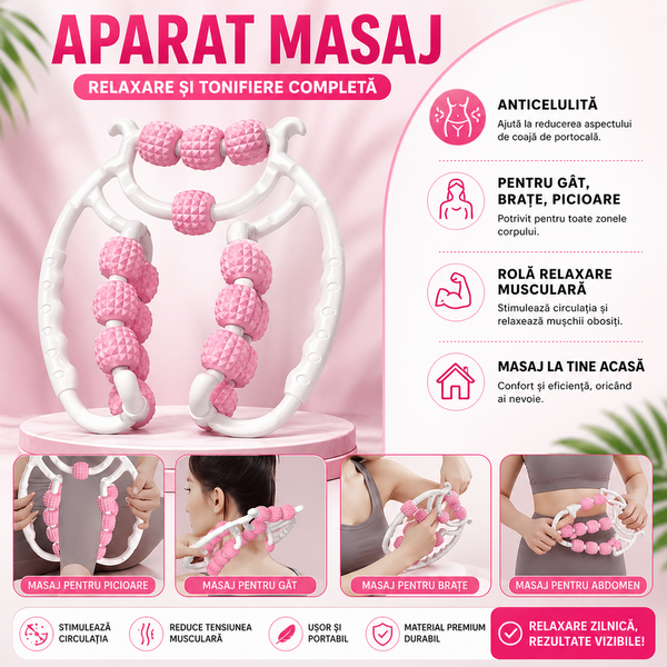 1+1 GRATIS Aparat de masaj pentru picioare, maini, gat, anticelulita, rola de relaxare musculara