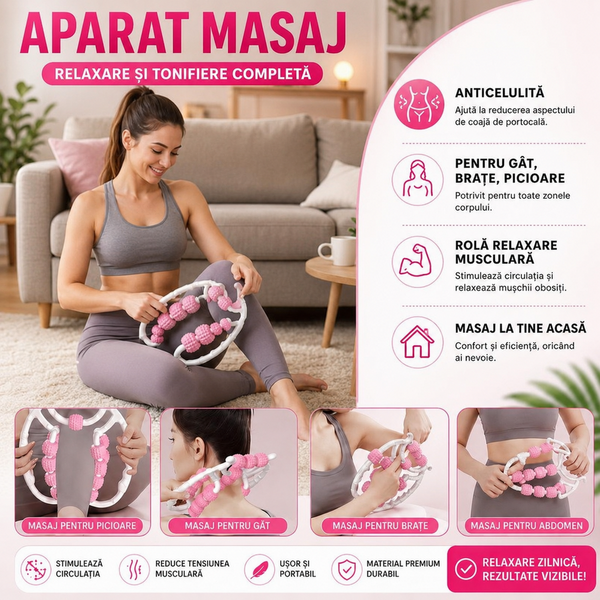 1+1 GRATIS Aparat de masaj pentru picioare, maini, gat, anticelulita, rola de relaxare musculara