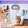 1+1 GRATIS Perie pentru ingrijirea animalelor de companie, indepartarea parului cazut, cu baza de autocuratare, piepteni tari si rola lipicioasa pentru scame, Verde