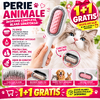 1+1 GRATIS Perie pentru ingrijirea animalelor de companie, indepartarea parului cazut, cu baza de autocuratare, piepteni tari si rola lipicioasa pentru scame, Roz