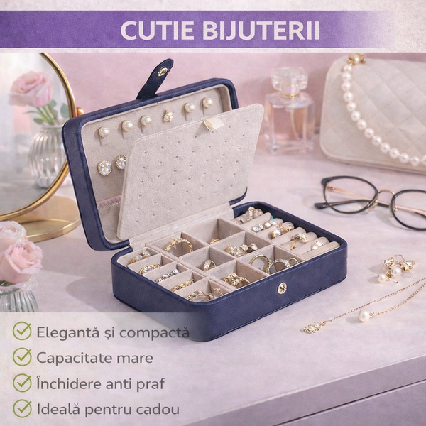 1+1 GRATIS Cutie organizatoare bijuterii, Poliuretan, 16x11x5cm