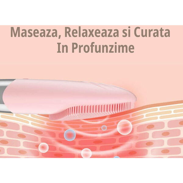 1+1 GRATIS Dispozitiv de curatare faciala portabil, 12000 oscilatii/minut, viteza ajustabila, acumulator 400mAh, tehnologie cu ioni negativi STH-55