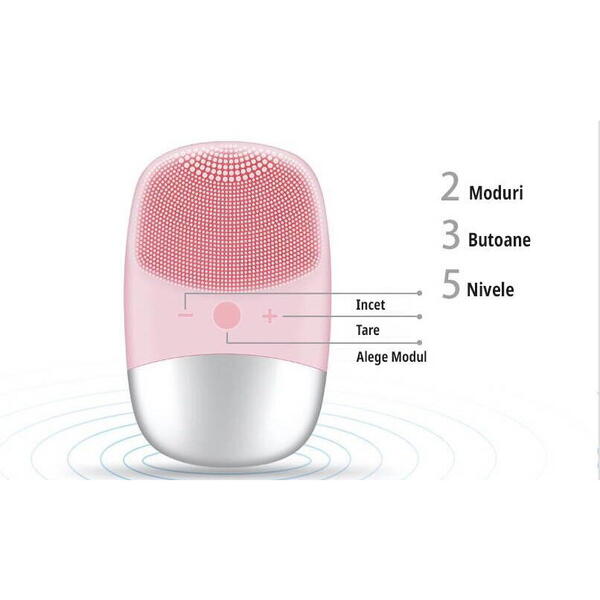 1+1 GRATIS Dispozitiv de curatare faciala portabil, 12000 oscilatii/minut, viteza ajustabila, acumulator 400mAh, tehnologie cu ioni negativi STH-55