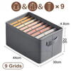 3+1 GRATIS Organizator imbracaminte cu 9 compartimente pentru blugi, pulovere, camasi, 44x30x20 Gri