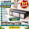 1+1 GRATIS Geanta depozitare haine sub pat, Inchidere cu fermoar, Rezistent la praf si umiditate, Durabil, Respirabil, Usor de pliat si curatat, 60*45*15cm, Negru