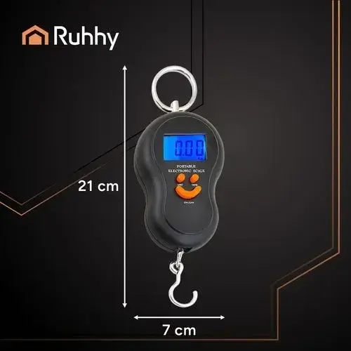 Cantar digital suspendat pentru bagaje si pescuit, cu carlig,  capacitate maxima 50 kg, afisaj LCD, functie HOLD, 21 x 7 cm