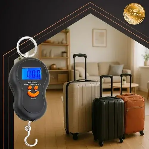 Cantar digital suspendat pentru bagaje si pescuit, cu carlig,  capacitate maxima 50 kg, afisaj LCD, functie HOLD, 21 x 7 cm