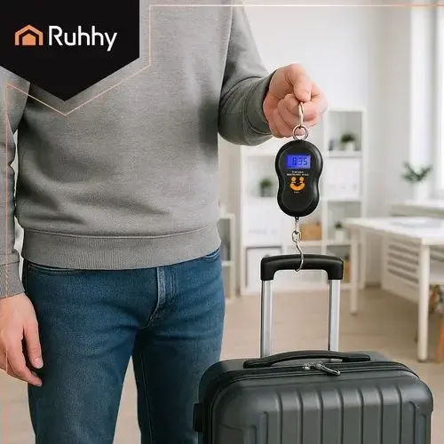 Cantar digital suspendat pentru bagaje si pescuit, cu carlig,  capacitate maxima 50 kg, afisaj LCD, functie HOLD, 21 x 7 cm
