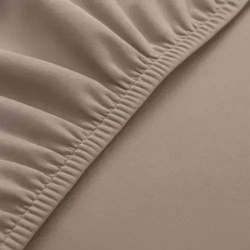 Set 6 Husa Pentru Scaun, 65x40x35 cm, Catifea, Elastic, Protectie Impotriva Murdariei, Spalare La Masina La 30 De Grade, Bej