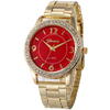 Ceas dama Quartz, Geneva, Auriu cu Rosu