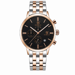 OUBELS Ceas barbatesc Quartz, BUSINESS Steel Cronograf, Data, Zi a saptamanii