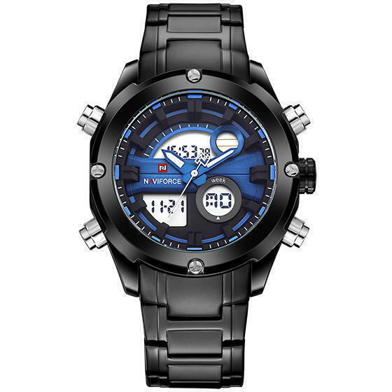 Ceas barbatesc NaviForce, Analog Si Digital, Cronometru, Alarma, Data, Luna, Ziua Saptamanii, Afisaj Iluminat