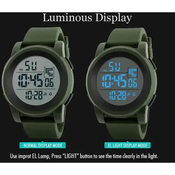 SPORT Ceas barbatesc Quartz, Digital, Data, Luna, Ziua Saptamanii, Afisaj Iluminat, Cronometru
