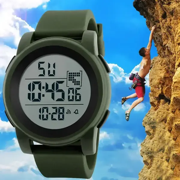 SPORT Ceas barbatesc Quartz, Digital, Data, Luna, Ziua Saptamanii, Afisaj Iluminat, Cronometru