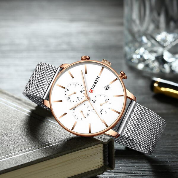 Ceas barbatesc Curren, Quartz, Cronograf, Afisaj Data, Steel