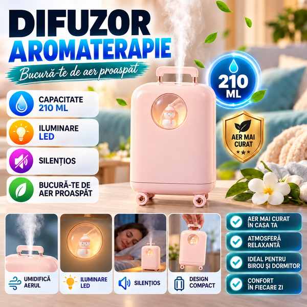 Umidificator de aer cu ultrasunete, 210ML, cu iluminat LED, pentru casa si birou STH-44